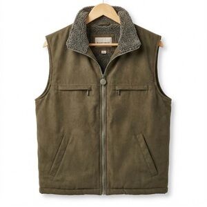 Rainforest Men’s Microsuede Sherpa Lined Vest Olive Green Medium Outdoor Utility